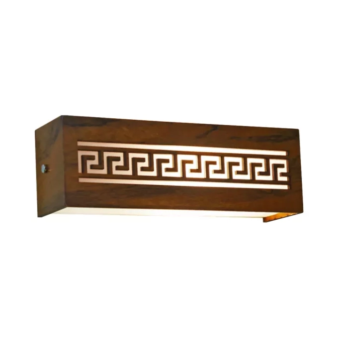 Arandela Union Iluminação Horizontal Gregas Madeira e Acrílico 3L E27 600x100x85mm 479