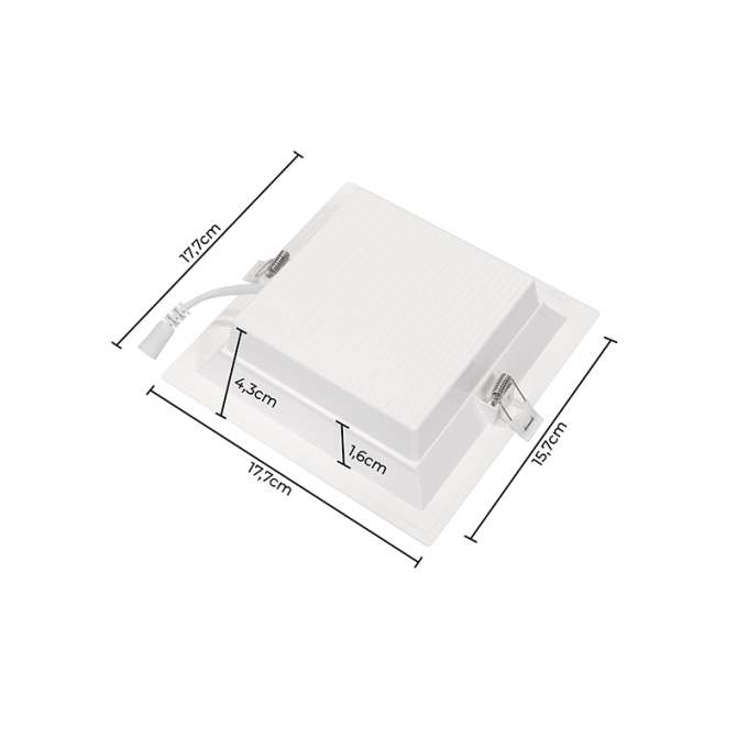 Painel Embutido Quadrado Nordecor Kais 12 watts 3000K Branco Bivolt 177x177mm 4188