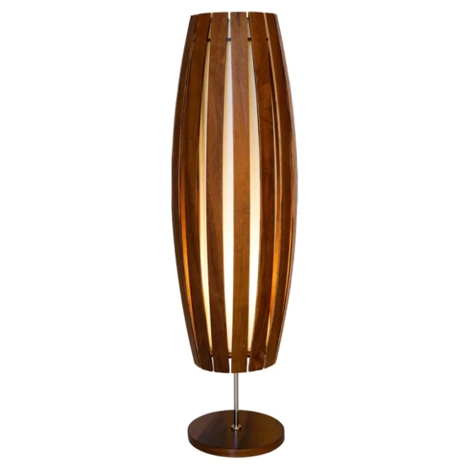 Abajur Union Iluminação Barril Madeira e Acrílico 1L E27 Ø210x485mm 448