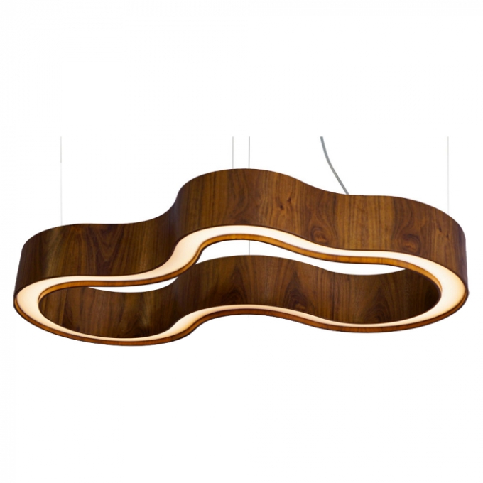 Pendente Union Iluminação Semi-Cilíndrico Curve Madeira e Acrílico 21 watts 3000K 120x800x440mm 450