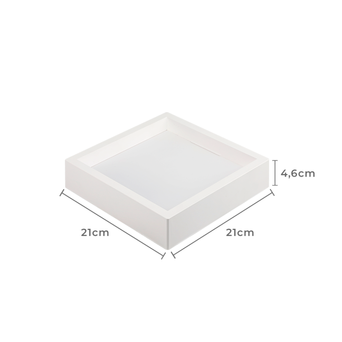 Painel Sobrepor Quadrado Nordecor Kais 18 watts 6500K Branco Bivolt 210x210mm 4248