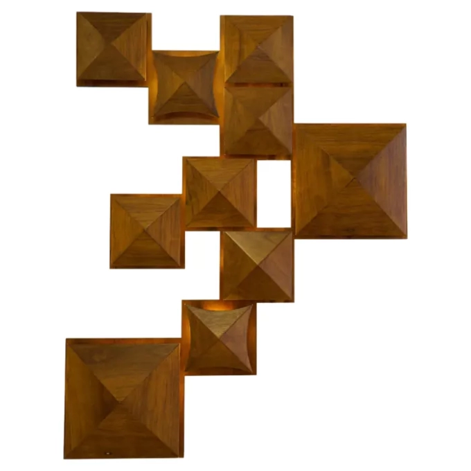 Arandela Union Iluminação Painel Pirâmide 4 Madeira 17L G9 1015x860x80mm 324