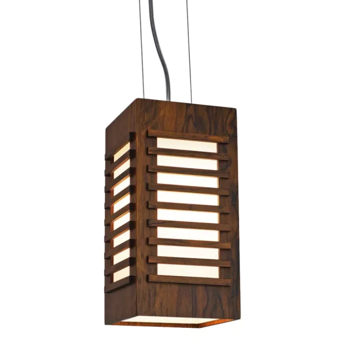Pendente Union Iluminação Ripado Madeira e Acrílico 1L E27 200x300x200mm 181