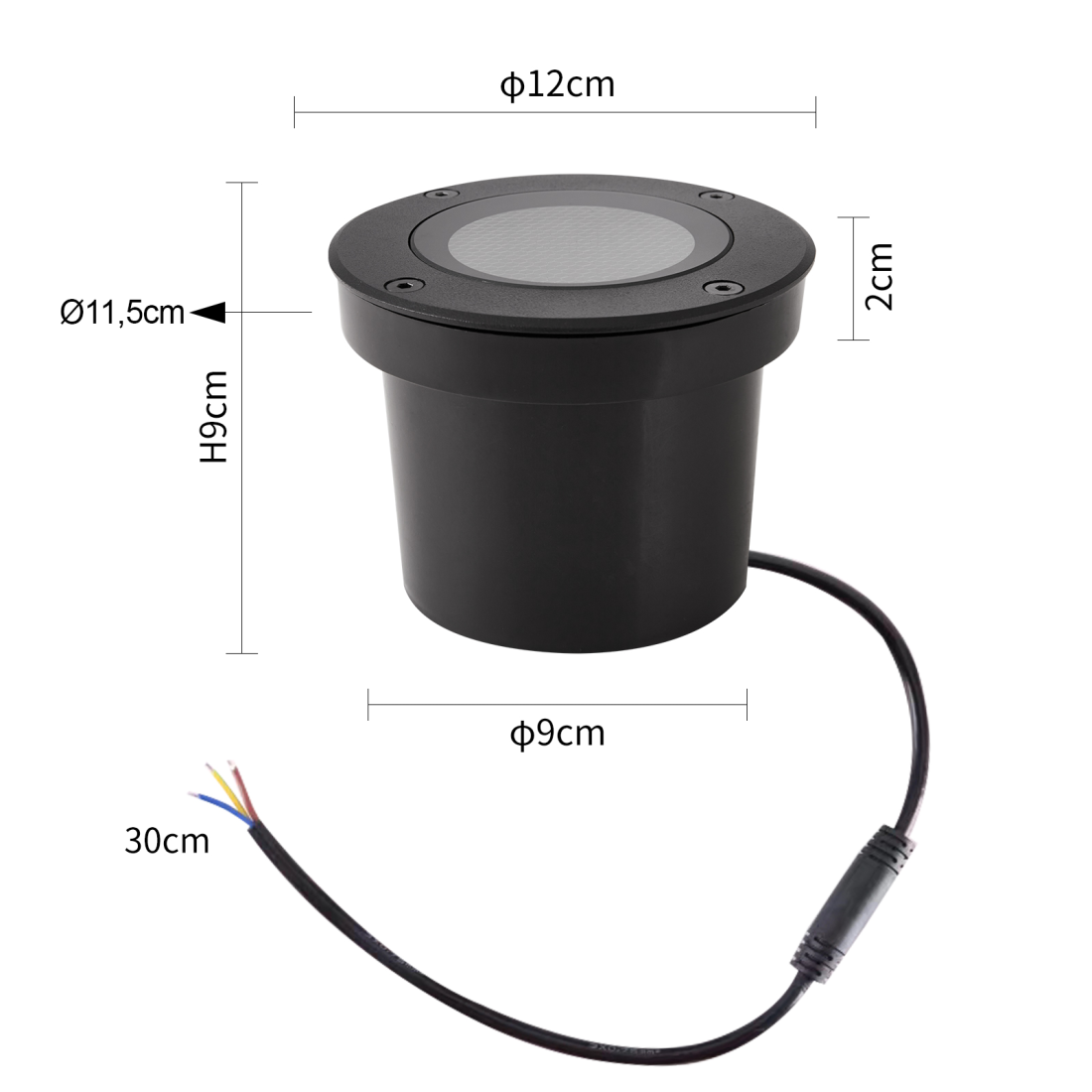 Embutido de Solo Nordecor Venna 15 watts 2700K 24V IRC97 24° IP67 Preto Ø120x90mm 6624