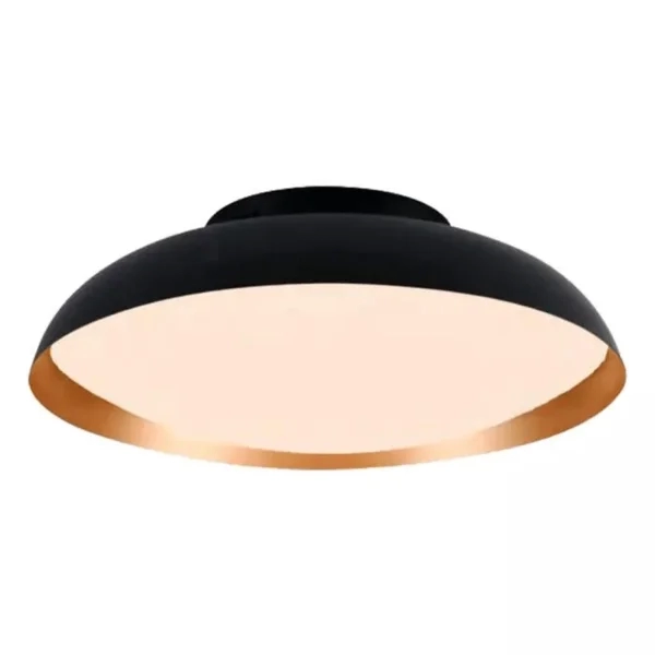 Plafon Bella Bowl Preto e Dourado 36 watts 3000K Ø550x110mm BOW1PS01PT055
