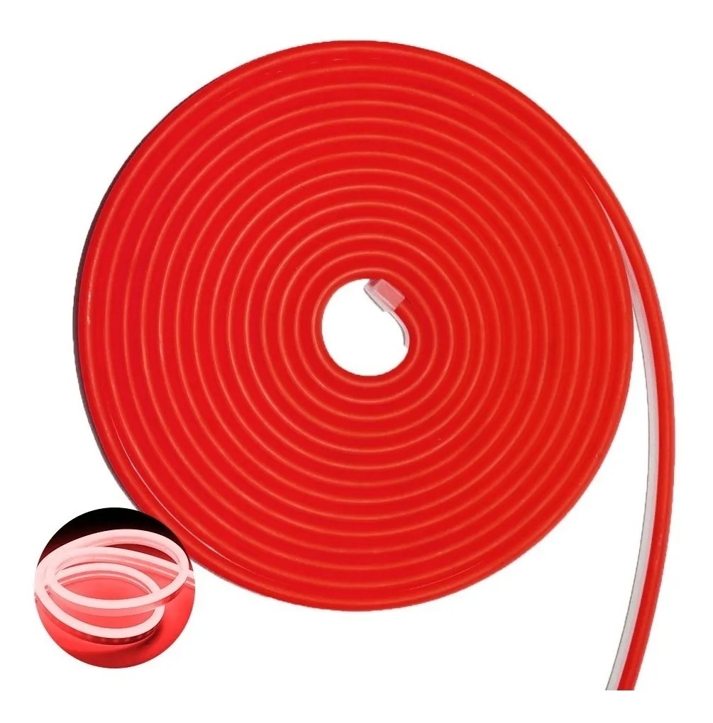 Neon Flex Alpertone Vermelho 8w/mt 12V 120 leds/mt IP65 6x12mm (Rolo 25 metros) 1503-25