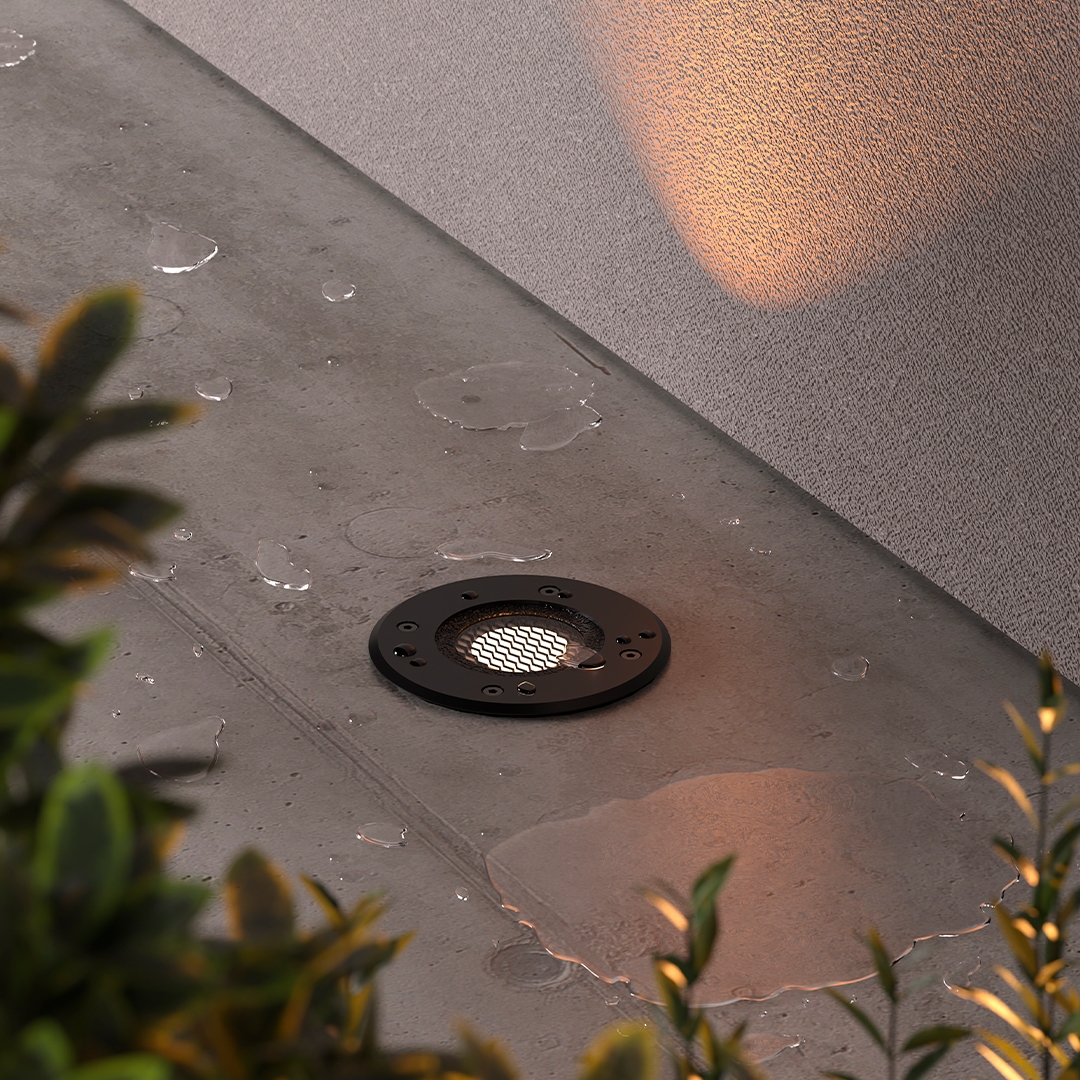 Embutido de Solo Nordecor Venna 20 watts 2700K 24V IRC97 12° IP67 Preto Ø130x95mm 6621