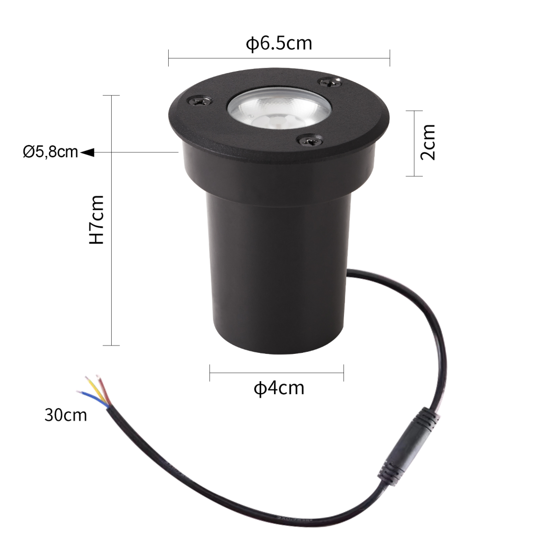 Embutido de Solo Nordecor Venna 5 watts 2700K 24V IRC97 24° IP67 Preto Ø65x70mm 6622