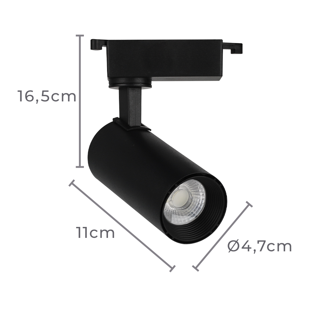Spot para Trilho Nordecor Nize 10 watts 3000K 35° Preto Ø47x110x165mm Bivolt 6477