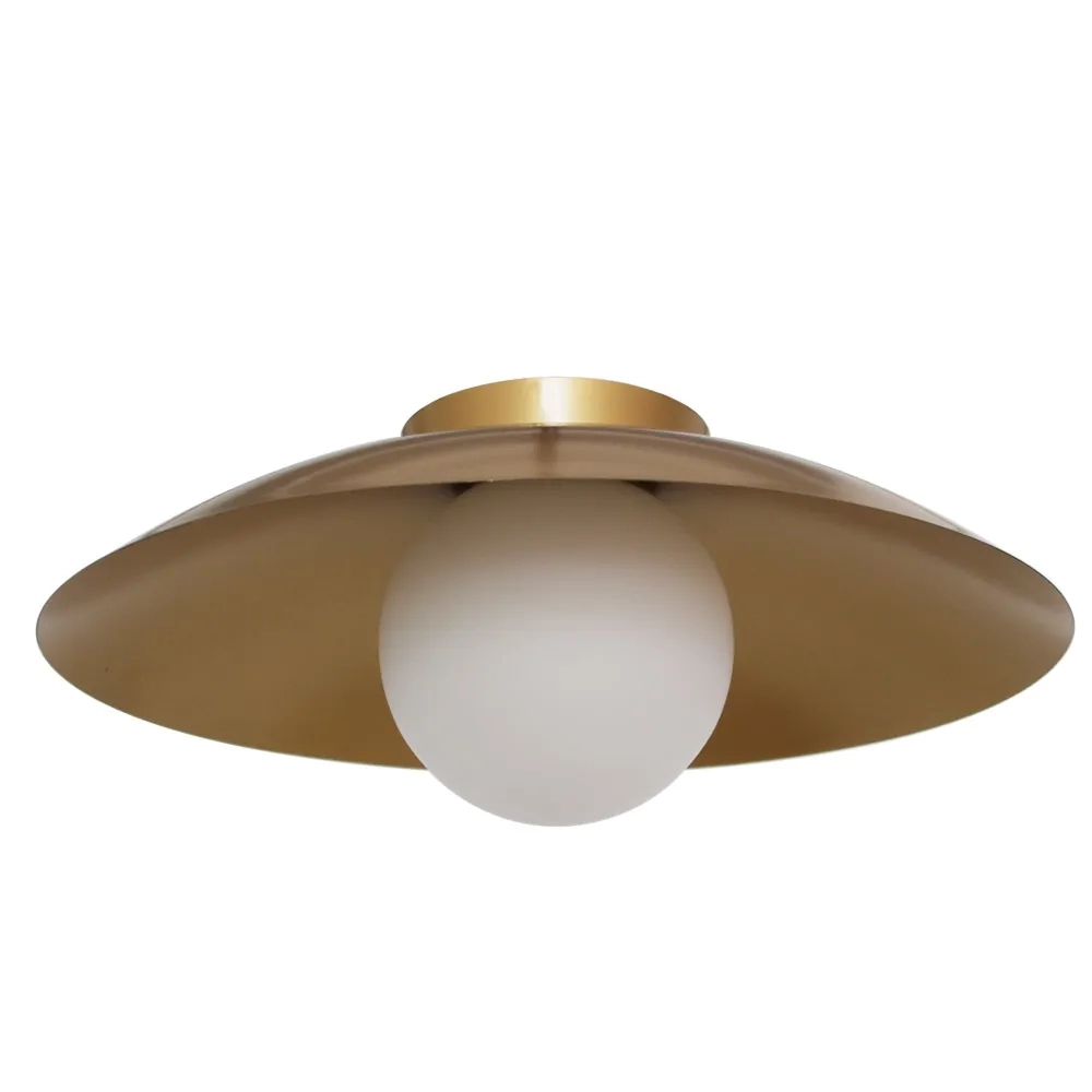 Plafon Bella Cuia Dourado e Opalino 1L G9 Ø500x205mm CUI1PS01DR050