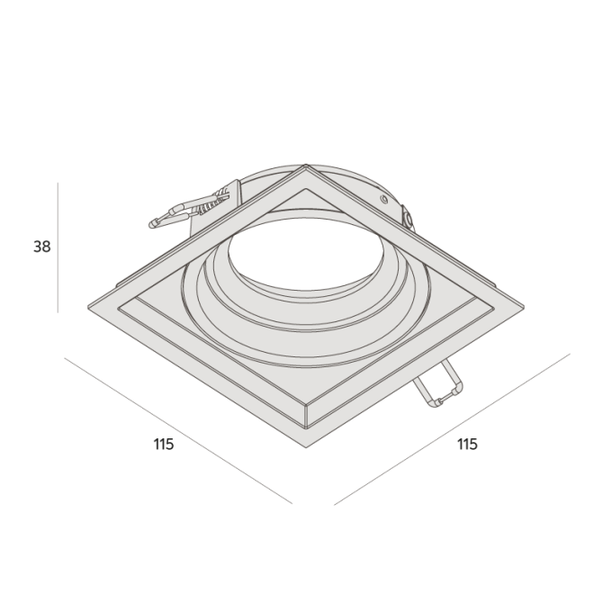 Embutido Interlight Micro Borda Recuado 1L AR70 115x115x38mm IL 4703-GZ