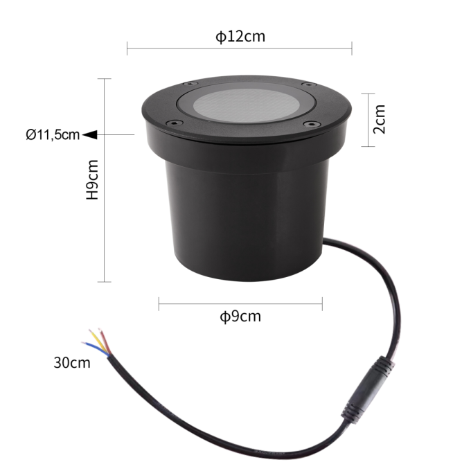 Embutido de Solo Nordecor Venna 15 watts 2700K 24V IRC97 24° IP67 Preto Ø120x90mm 6624