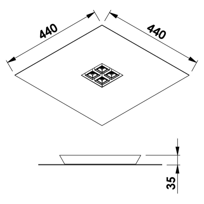 Plafon Newline Movie 24,8 watts 2700K 10° 440x440x35mm Bivolt PL02012LED27