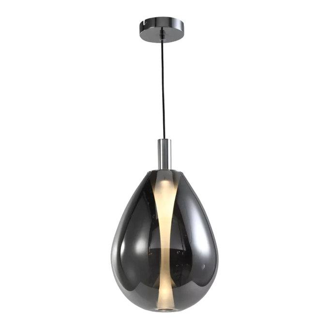 Pendente Skylight Thunder Cromado e Vidro Fumê 4 watts 3000K Bivolt Ø300x400mm SKY-4042FG