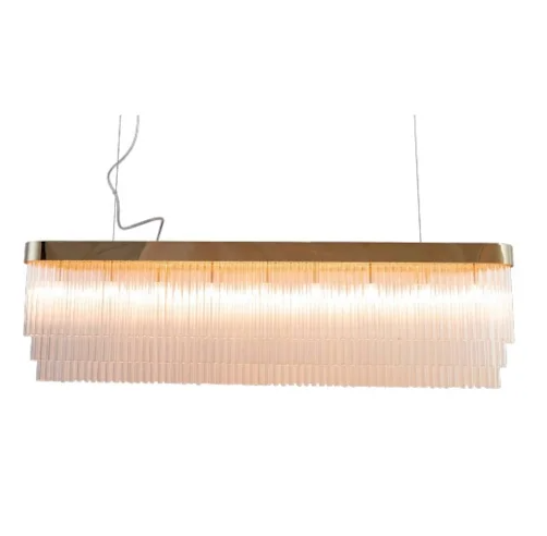 Pendente Bella Espino Metal Dourado e Cristal Transparente 9L G9 146x1020x280mm ESP1PD01TR10