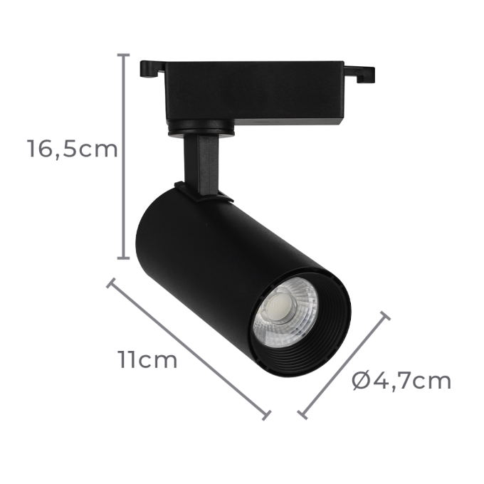 Spot para Trilho Nordecor Nize 10 watts 3000K 35° Preto Ø47x110x165mm Bivolt 6477