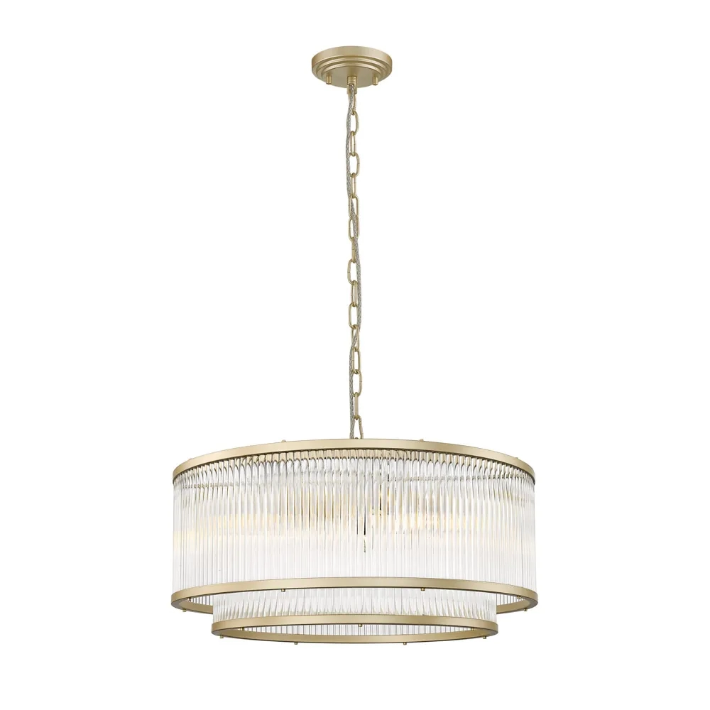Pendente Bella Odeon Transparente e Dourado 6L E14 Ø500x220mm ODE1PD01TR050