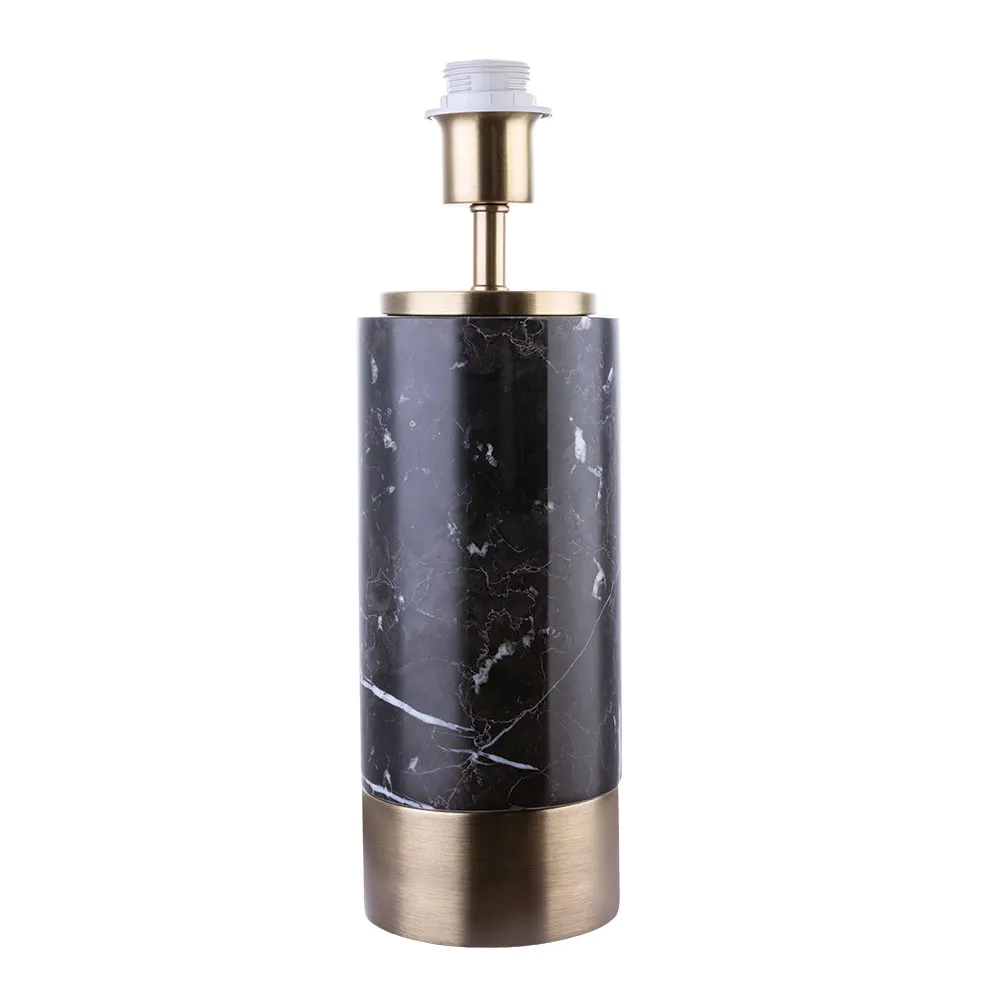 Base p/ Abajur Bella Marmo Dourado e Preto 1L E27 Ø120x390mm GL001GB