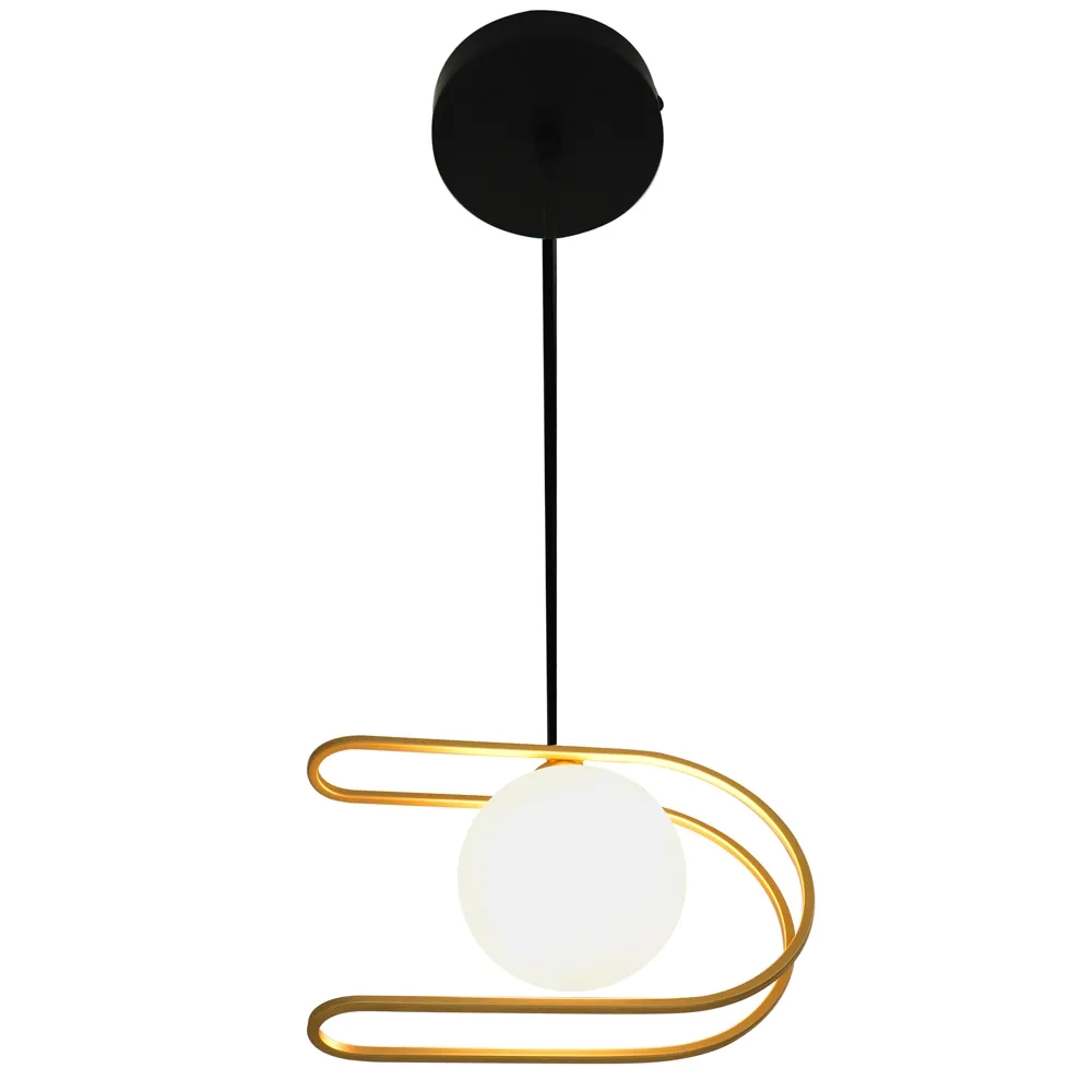 Pendente Bella Beat Metal Dourado e Preto 1L G9 180x260x120mm HL023
