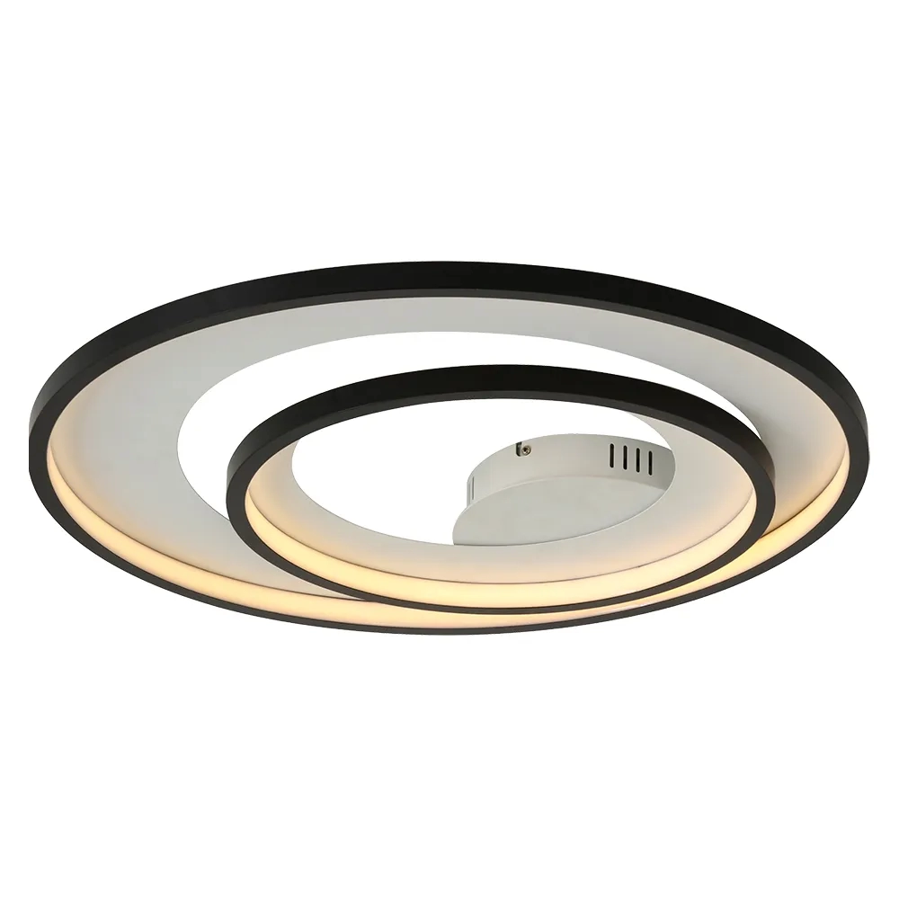 Plafon Bella Loop Metal Preto e Branco 60 watts 3000K 620x50mm HM008WB