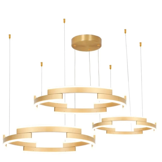 Pendente Bella Led Match Metal Dourado 40 watts 3000K Ø800/600/400x40mm MV004