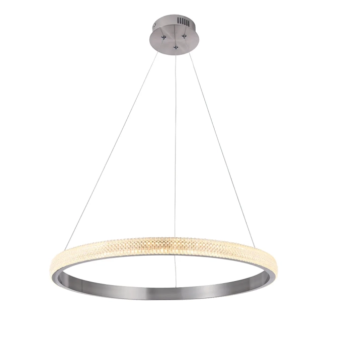 Pendente Bella Oca Niquelado e Transparente 32 watts 3000K Ø600x40mm GD001NK