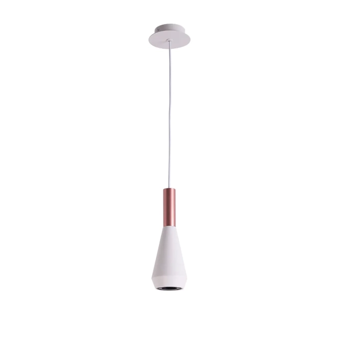 Pendente Bella Pituco Rose Gold e Branco 1L GU10 Ø90x260mm ML016W