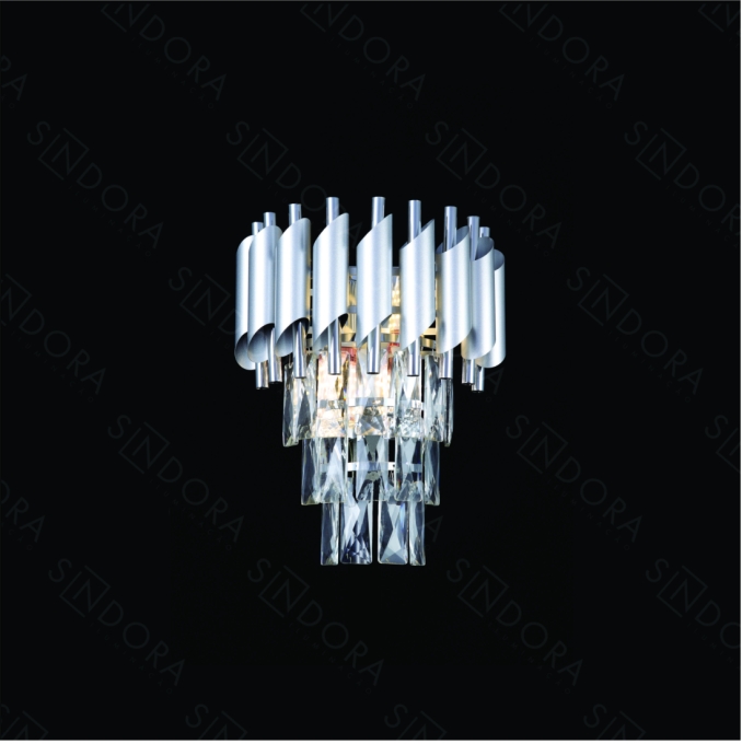 Arandela Sindora Metal Cromado Cristal Transparente 2L E14 Ø260x200mm DCD06610