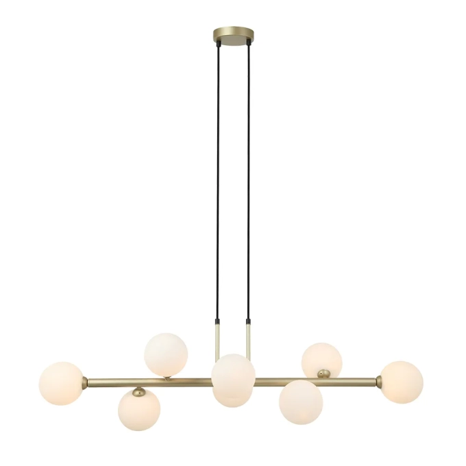 Pendente Bella Abaporu Metal e Vidro Dourado e Branco 8L G9 230x1070x300mm HL004W
