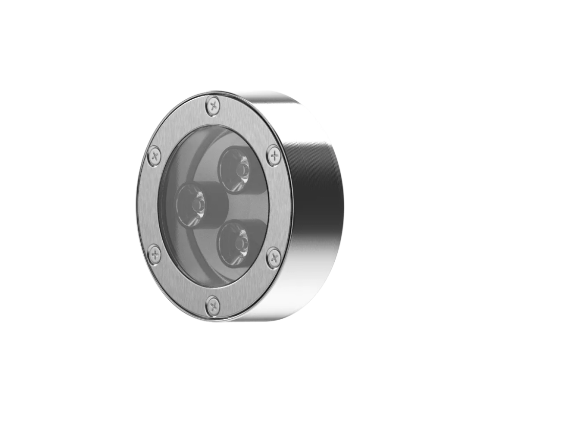 Embutido Powerlume Subaquático 9 watts IP68 12V Inox e Acrílico Bivolt Ø75x107mm ESA9W