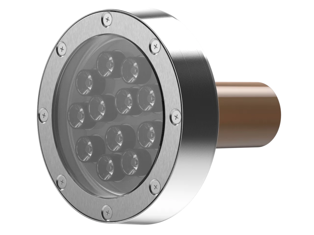 Embutido Powerlume Subaquático 25 watts IP68 24V Inox e Acrílico Bivolt Ø126x137mm ESA25W