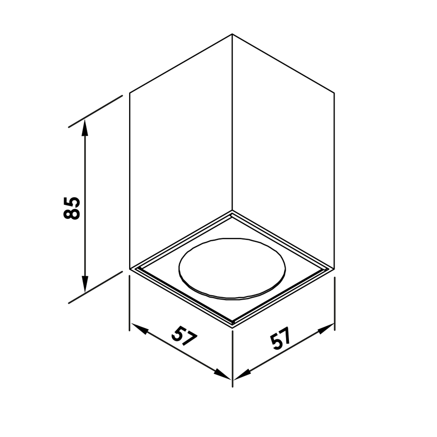 Plafon Newline Cube PRETO 1L PAR16/MR16 57x57x85mm PL03009
