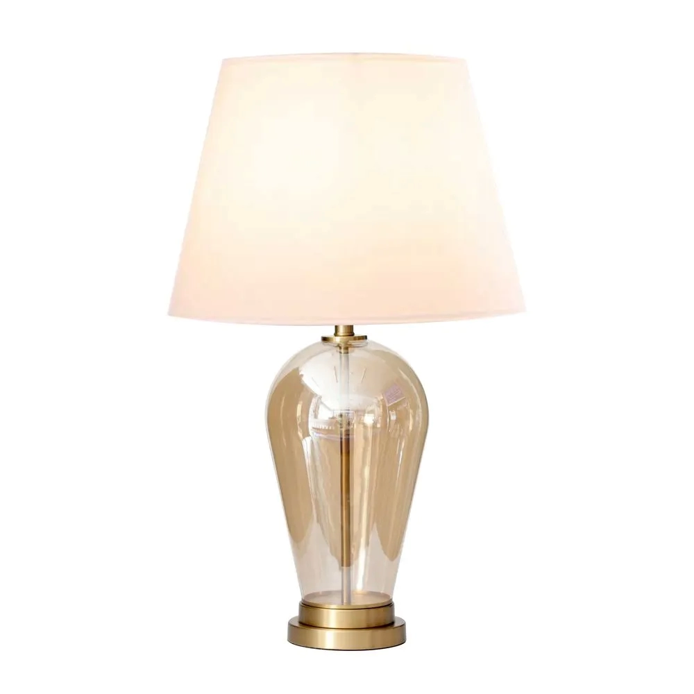 Base p/ Abajur Bella Veneto Metal e Vidro Dourado e Champagne 1L E27 Ø220x520mm (Sem Cúpula) WR004