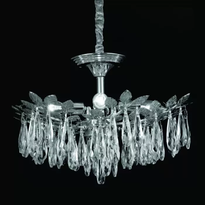 Pendente Sindora 5L E14 Metal Cromado Cristal Transparente 500x350mm DCD00484