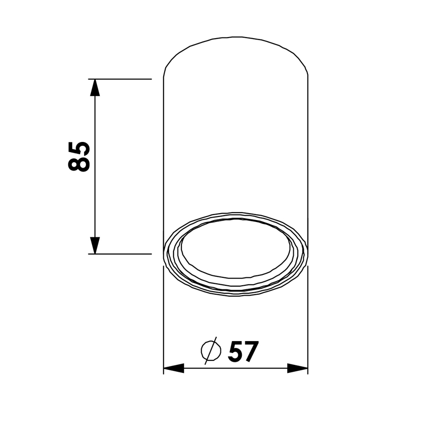 Plafon Sobrepor Newline Lisse II PRETO 1L Dicróica MR16 Ø57x85mm PL03020