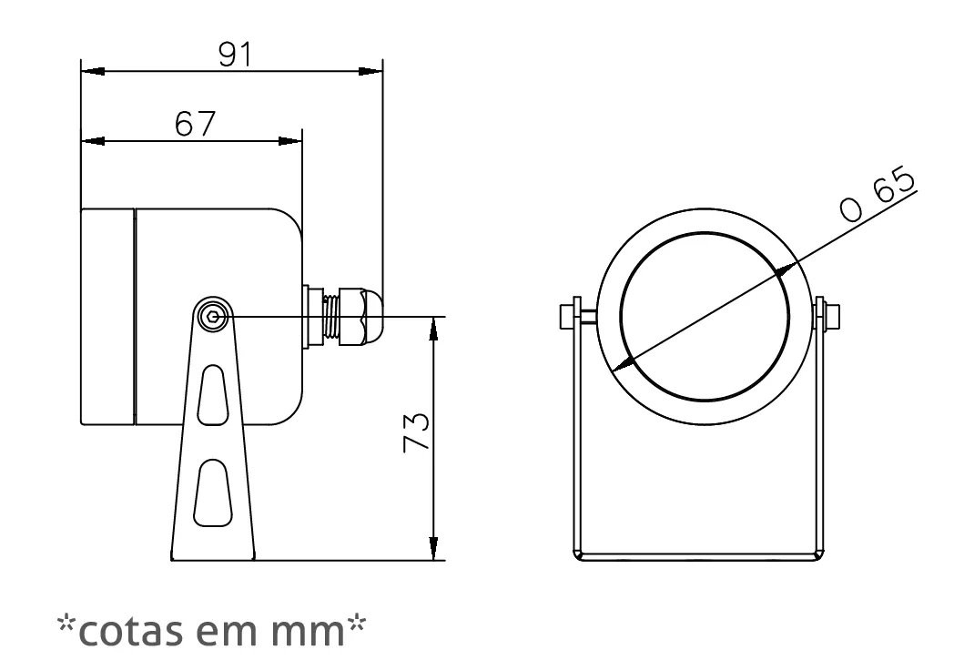Projetor Powerlume Subaquático 9 watts IP68 24V Inox e Acrílico Bivolt Ø65x91x73mm PSA9W
