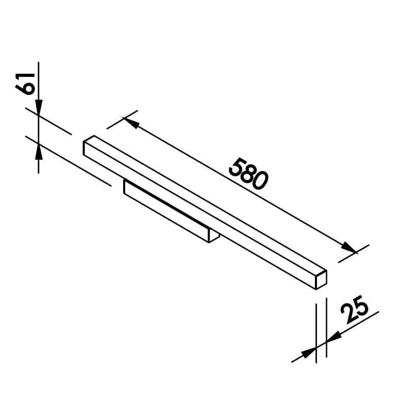 Arandela Newline Fit25 Wall Preto 16 Watts 3000K Alumínio/Acrílico 580mm 655LED3