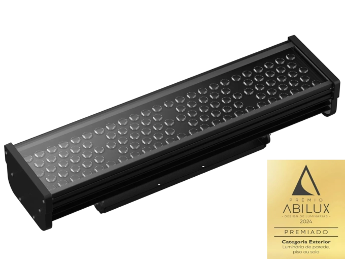 Projetor Powerlume Longo Alcance 120 watts IP67 Alumínio e Difusor Vidro Temperado Bivolt 180x702mm PLA120W