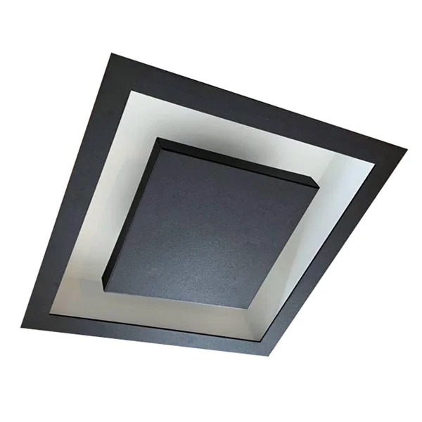 Rebatedor Embutido Itamonte Eclipse Preto com Fundo Branco 3L E27 380x380x75mm 2041/38