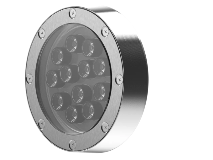 Embutido Powerlume Subaquático 25 watts IP68 24V Inox e Acrílico Bivolt Ø126x137mm ESA25W