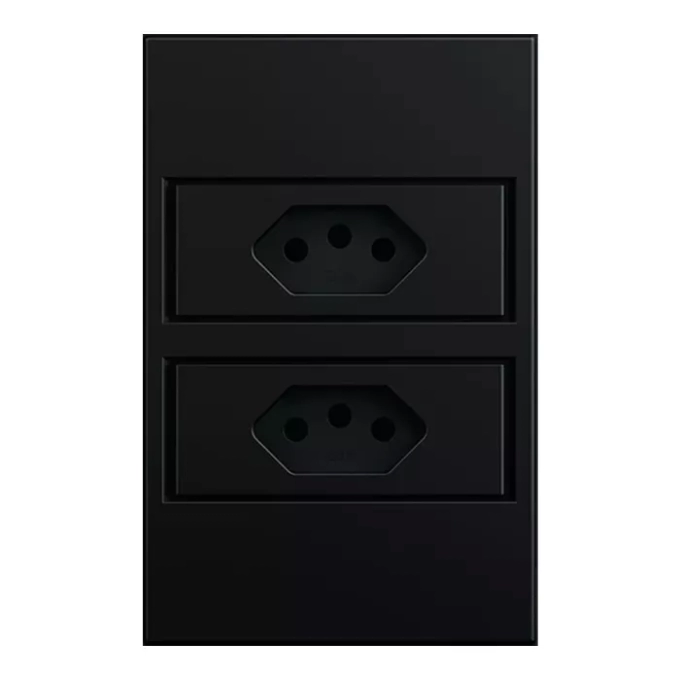 Tomada Stella Dupla 20A S. Touch Policarbonato Preto STO24420PTO
