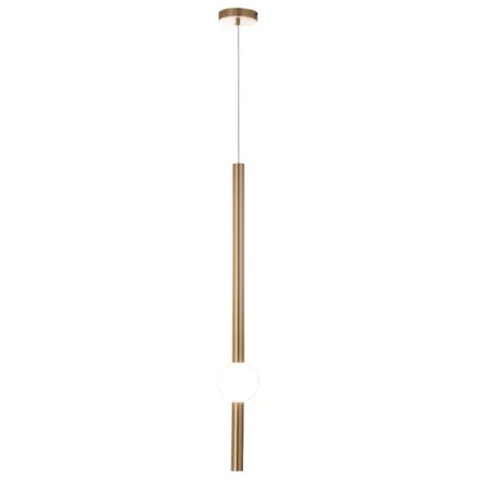 Pendente +Luz Tube Metal e Vidro Bronze 3,6 watts 2700K Ø35x900mm PE-107/90.27BRO