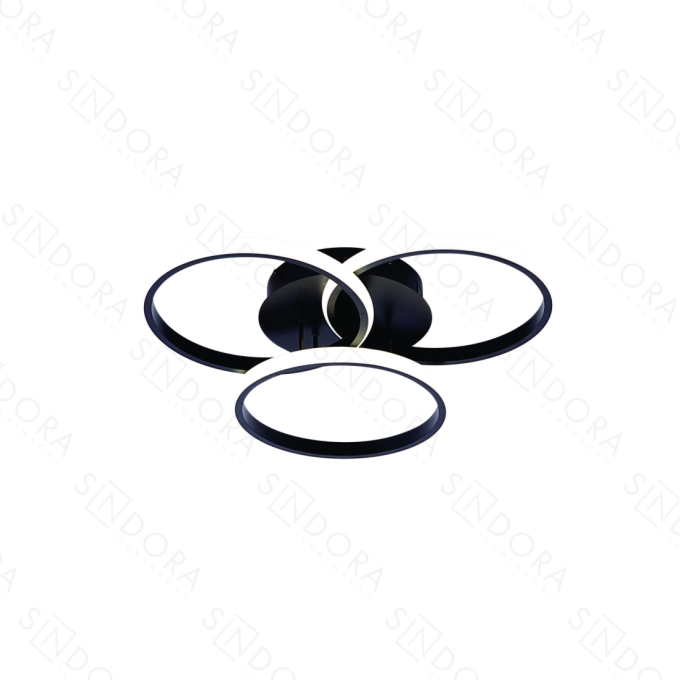 Plafon Sindora Metal e Silicone Preto 45 watts 3000K/4000K/6000K 460x100mm QX05332