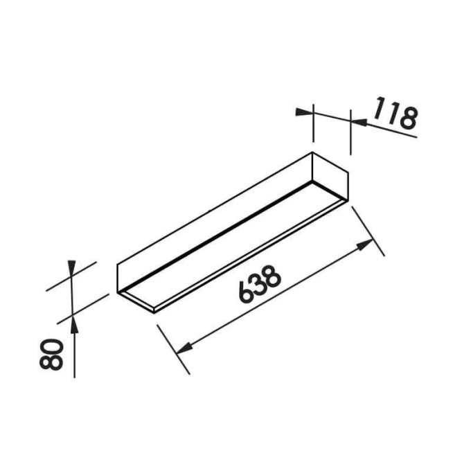 Plafon Newline Sobrepor Retangular Branco 2L Tubular 118x638x80mm Alumínio/Acrílico IN40321