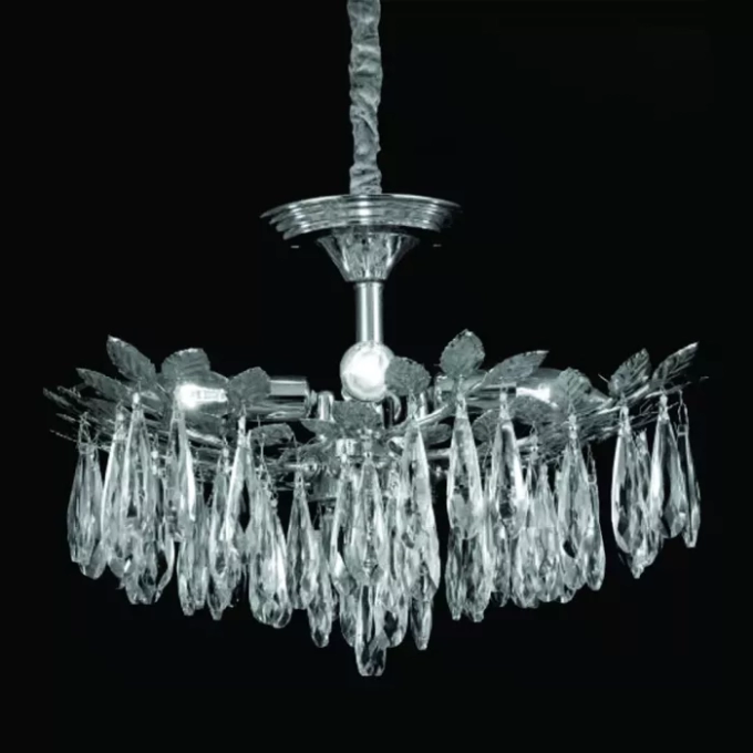 Pendente Sindora 5L E14 Metal Cromado Cristal Transparente 500x350mm DCD00484