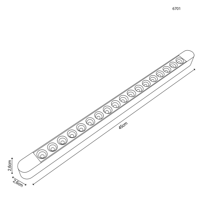 Módulo Magnético Nordecor Kay Pro 18 watts 3000K 24° 48V IRC90 Preto 450x26x26mm 6702