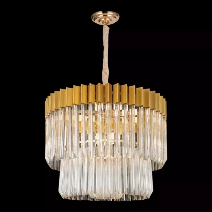 Pendente Sindora 11L E14 Metal Dourado Cristal Ø580x450mm DCD01018