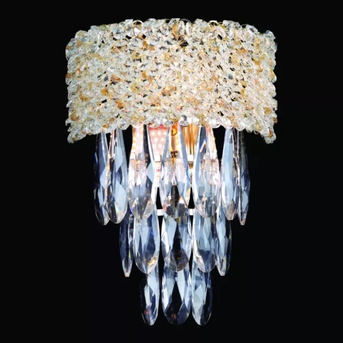 Arandela Sindora 2L E14 Metal Dourado e Cristal 320x250mm DCB06604
