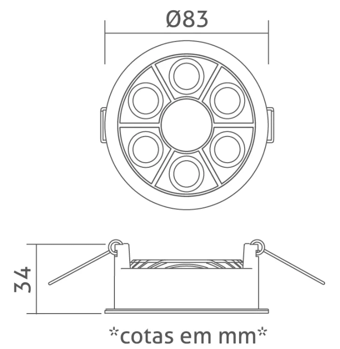 Luminária de Embutir Powerlume Dot Line Redondo 14 watts 36° IP40 Ø83mm DOT-EMBRED14W