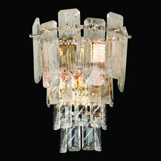 Arandela Sindora 2L E14 Metal Dourado Cristal Ø250x310mm DCB06555